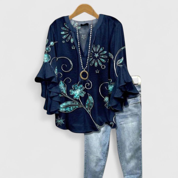 Caroline ruffle sleeve floral blouse – image 9