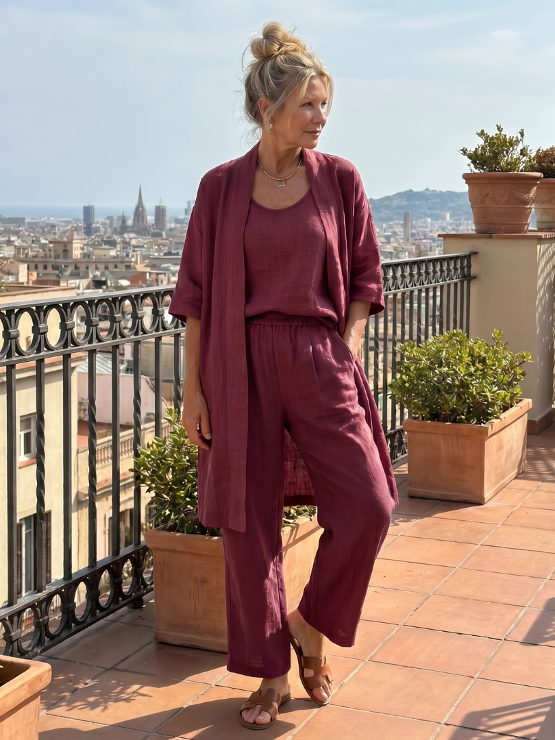 Adriana three piece relaxed top and wide leg set – image 14