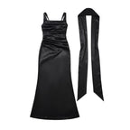 Bianca square neck ruched wedding guest maxi dress