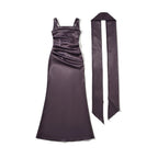 Bianca square neck ruched maxi dress in white