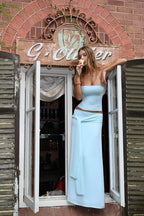 Celeste corset top and wrap skirt set, side view
