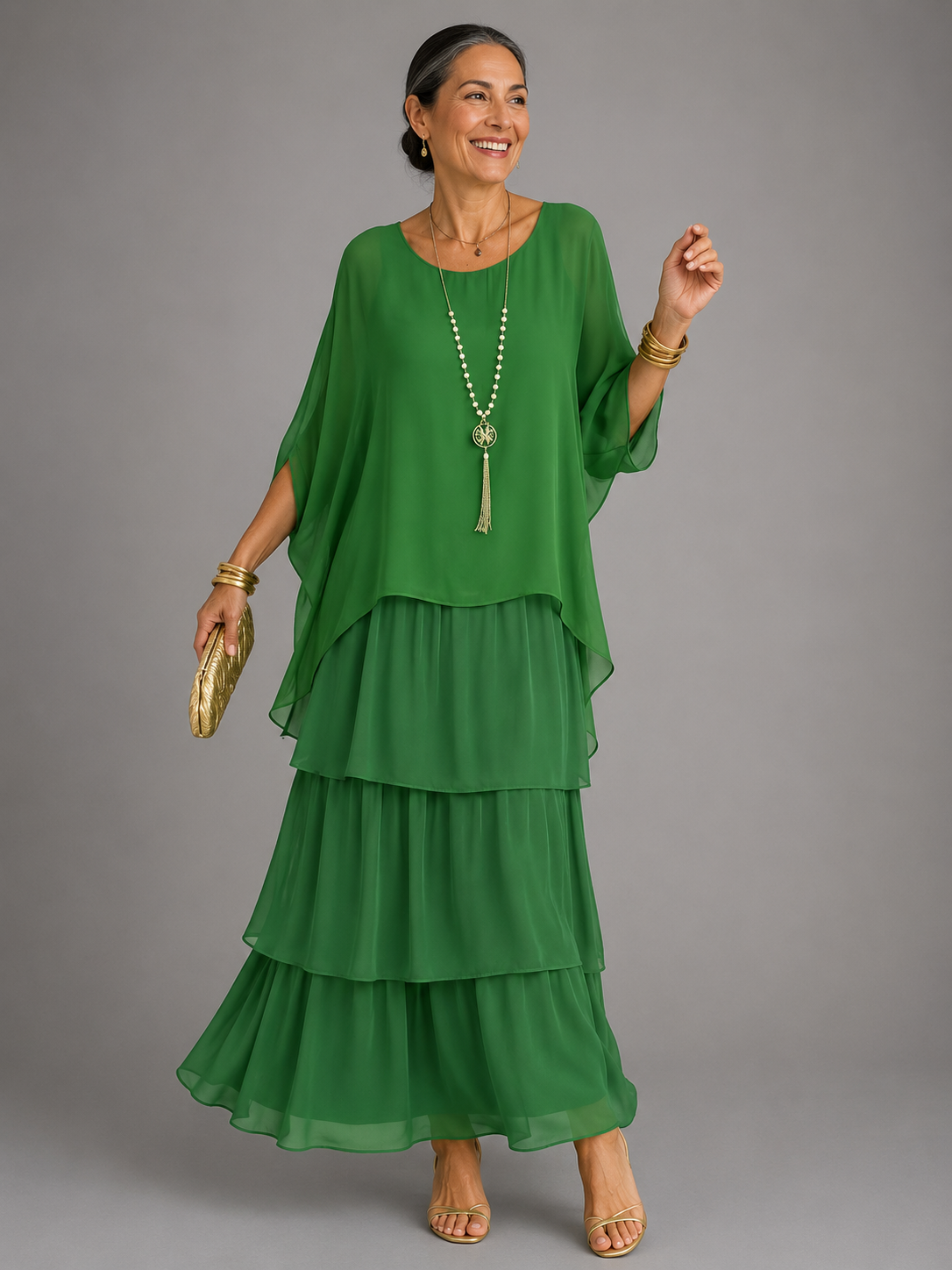 Frankie layered chiffon maxi dress