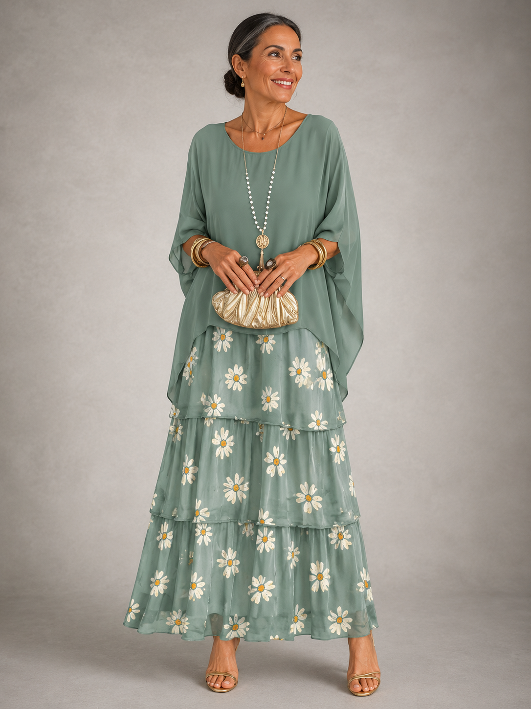 Frankie layered chiffon maxi dress