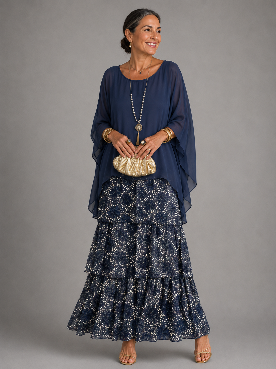 Frankie layered chiffon maxi dress
