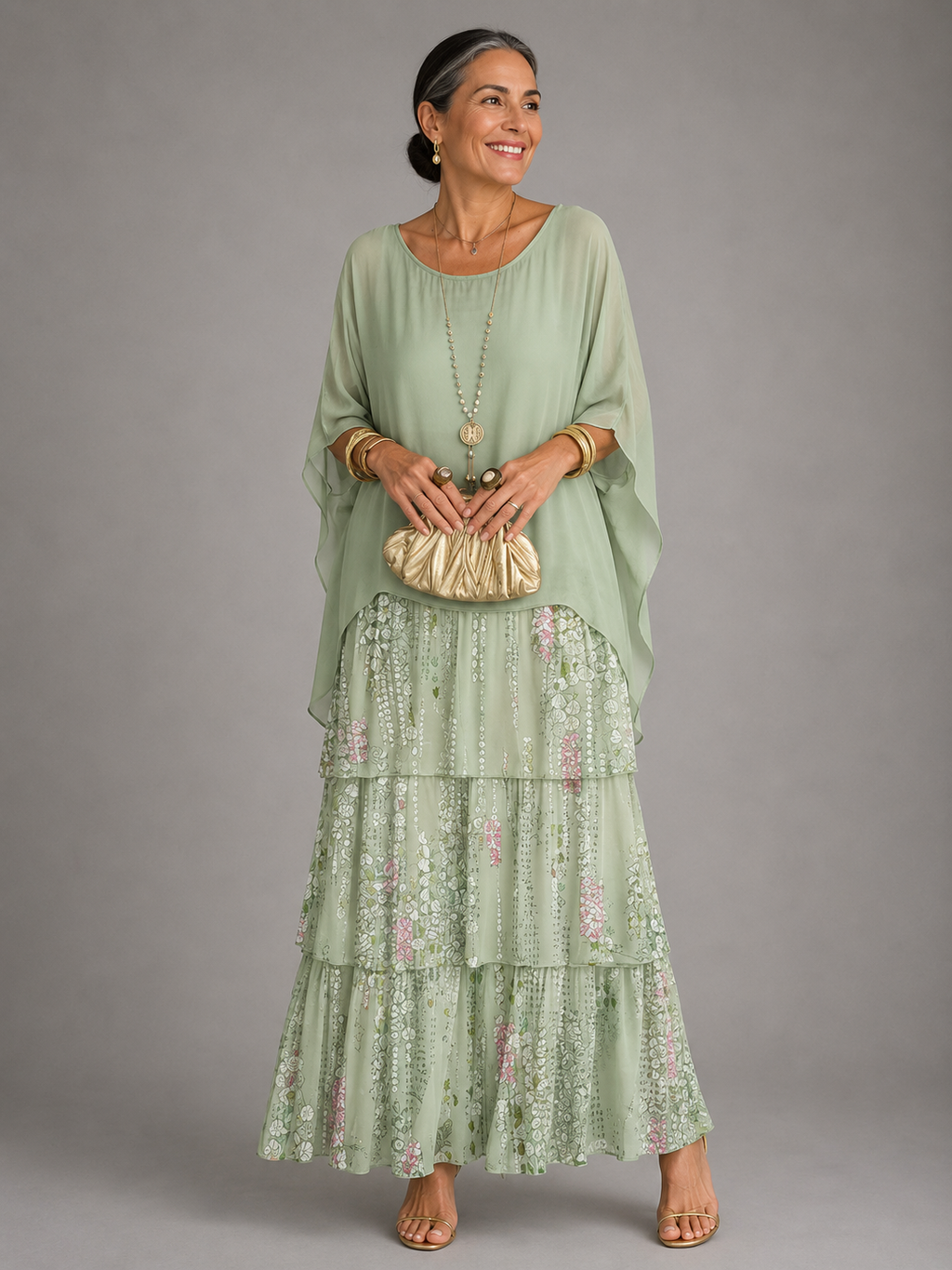 Frankie layered chiffon maxi dress