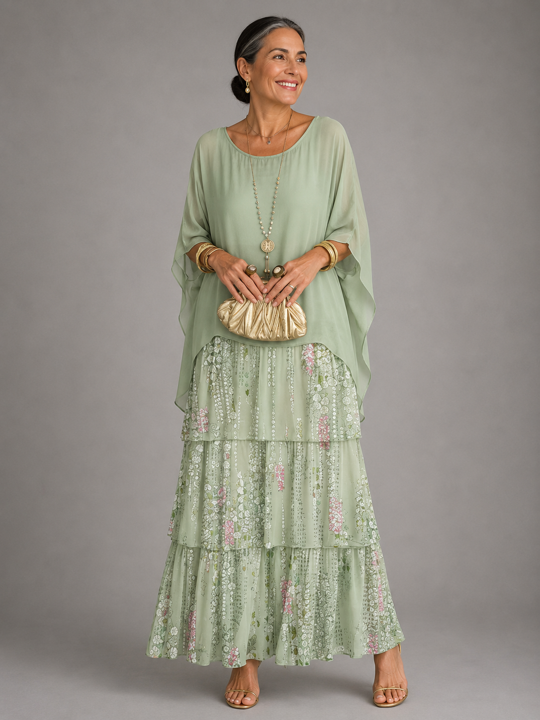 Frankie layered chiffon maxi dress