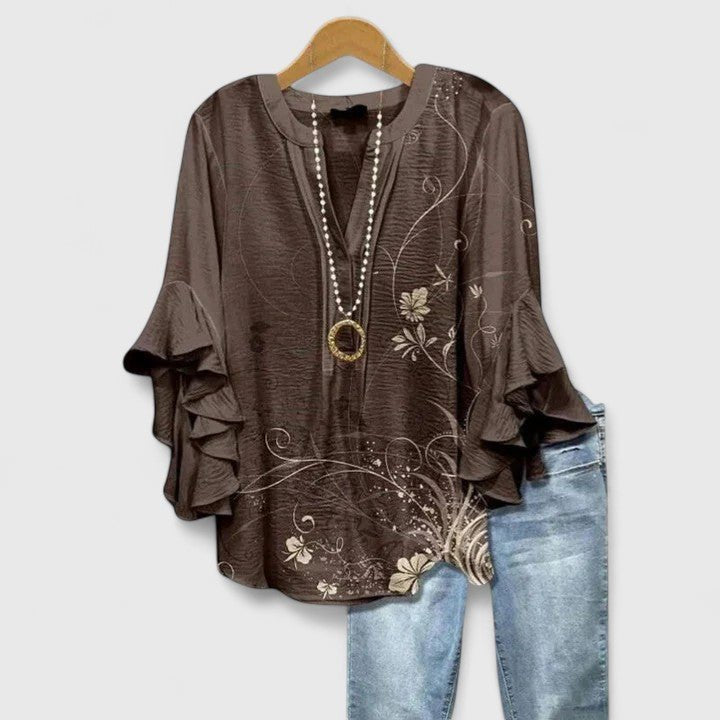 Caroline ruffle sleeve floral blouse – image 4