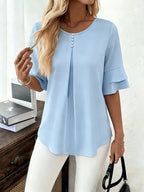 Celina flared sleeve pleated blouse – image 7