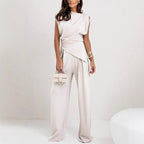 Selena two piece draped top and wide leg set – image 2