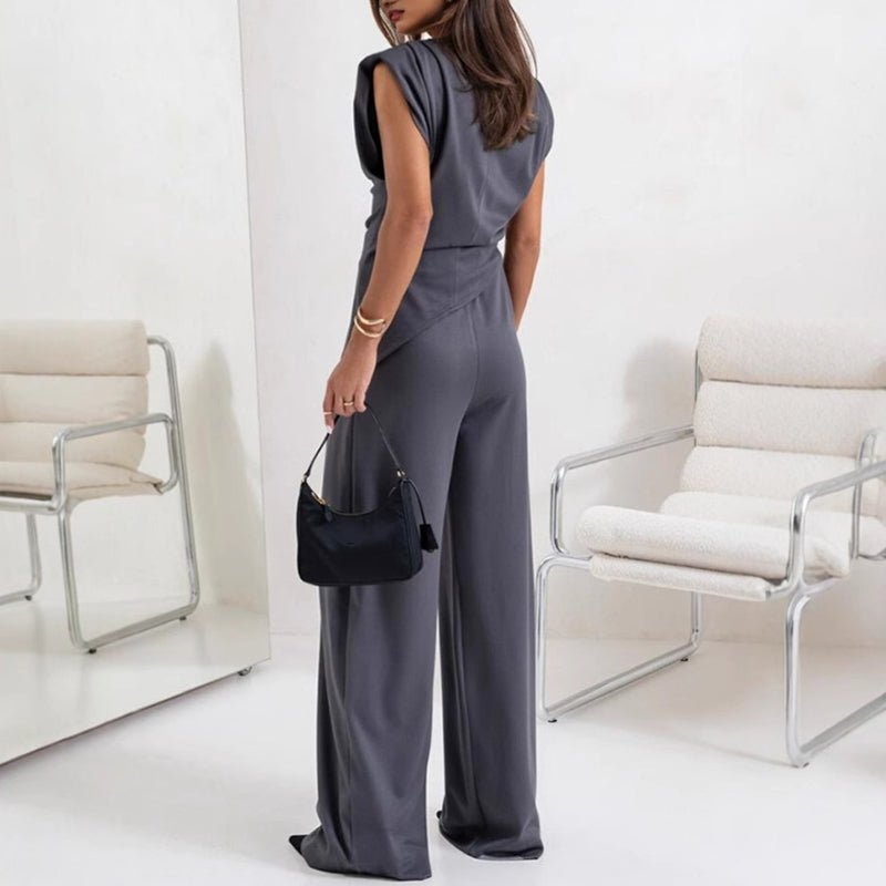 Selena two piece draped top and wide leg set – image 6