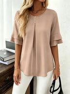 Celina flared sleeve pleated blouse – image 15