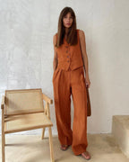 Alayna two piece linen vest and wide leg set – image 5
