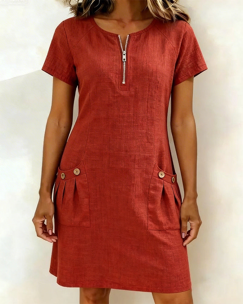 Noor midi dress with zip pockets – image 2
