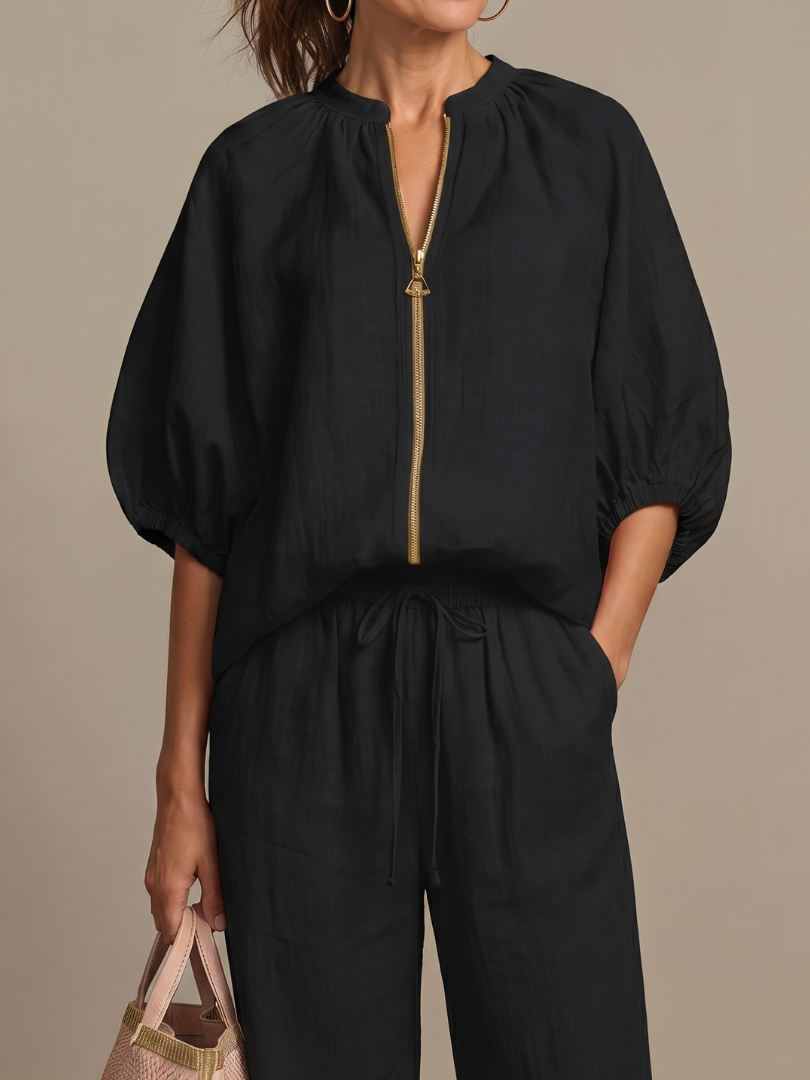 Helena two piece zip front wide leg set – image 21