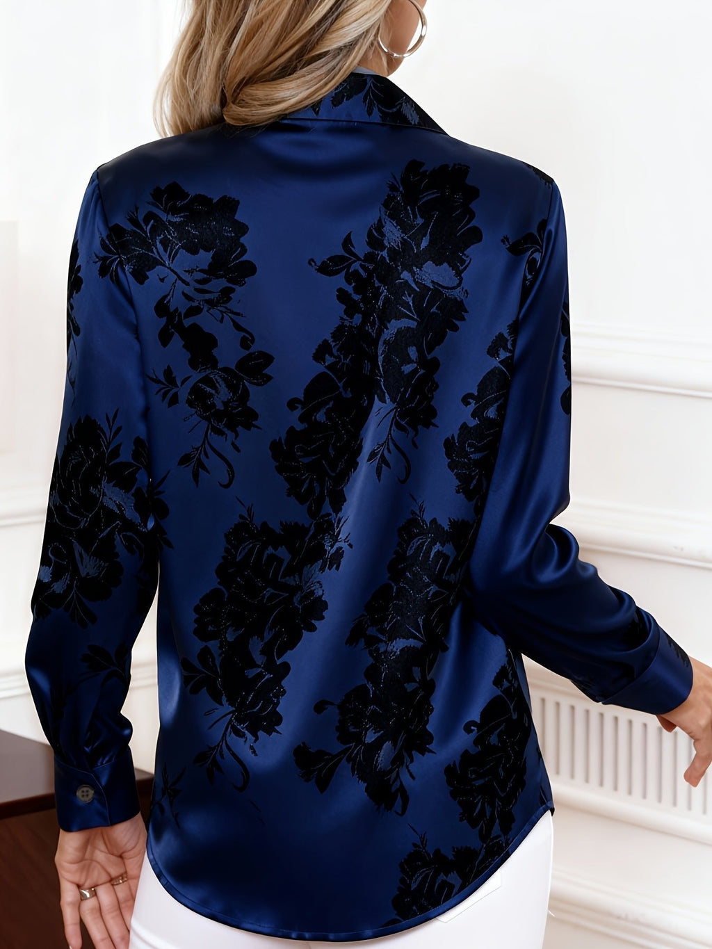 Zara floral printed satin blouse – image 6