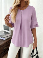 Celina flared sleeve pleated blouse – image 4
