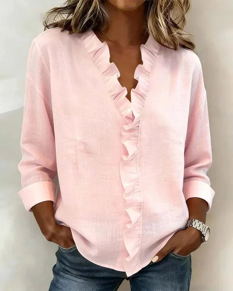 Amelie ruffled v neck blouse