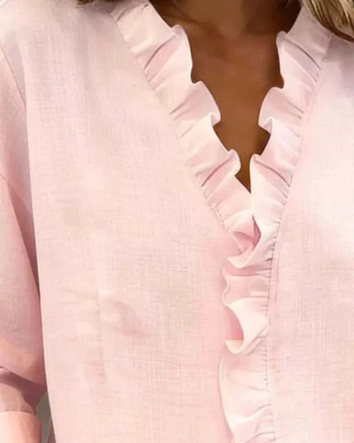 Amelie ruffled v neck blouse – image 11