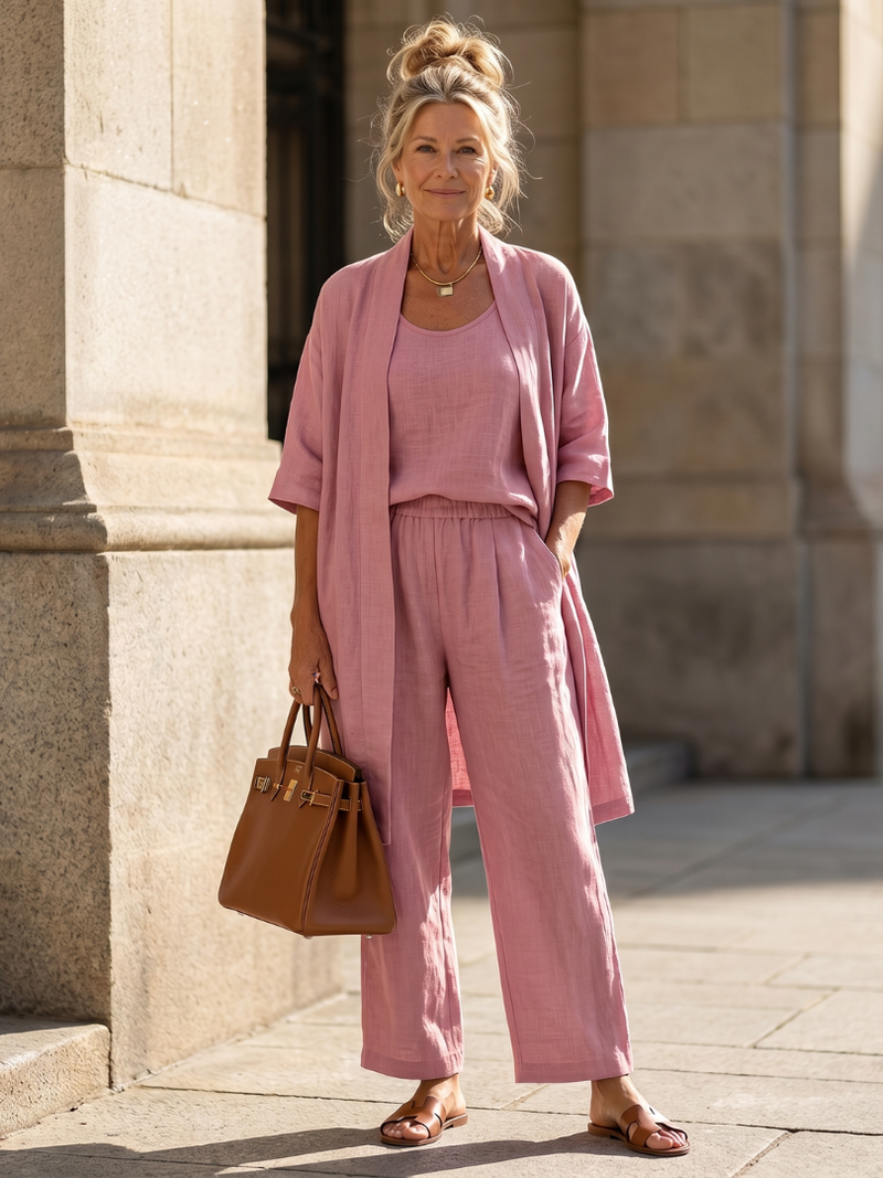 Adriana three piece relaxed top and wide leg set