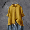 Juniper ruffle hem collared blouse