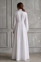 Odile cotton linen maxi dress in white