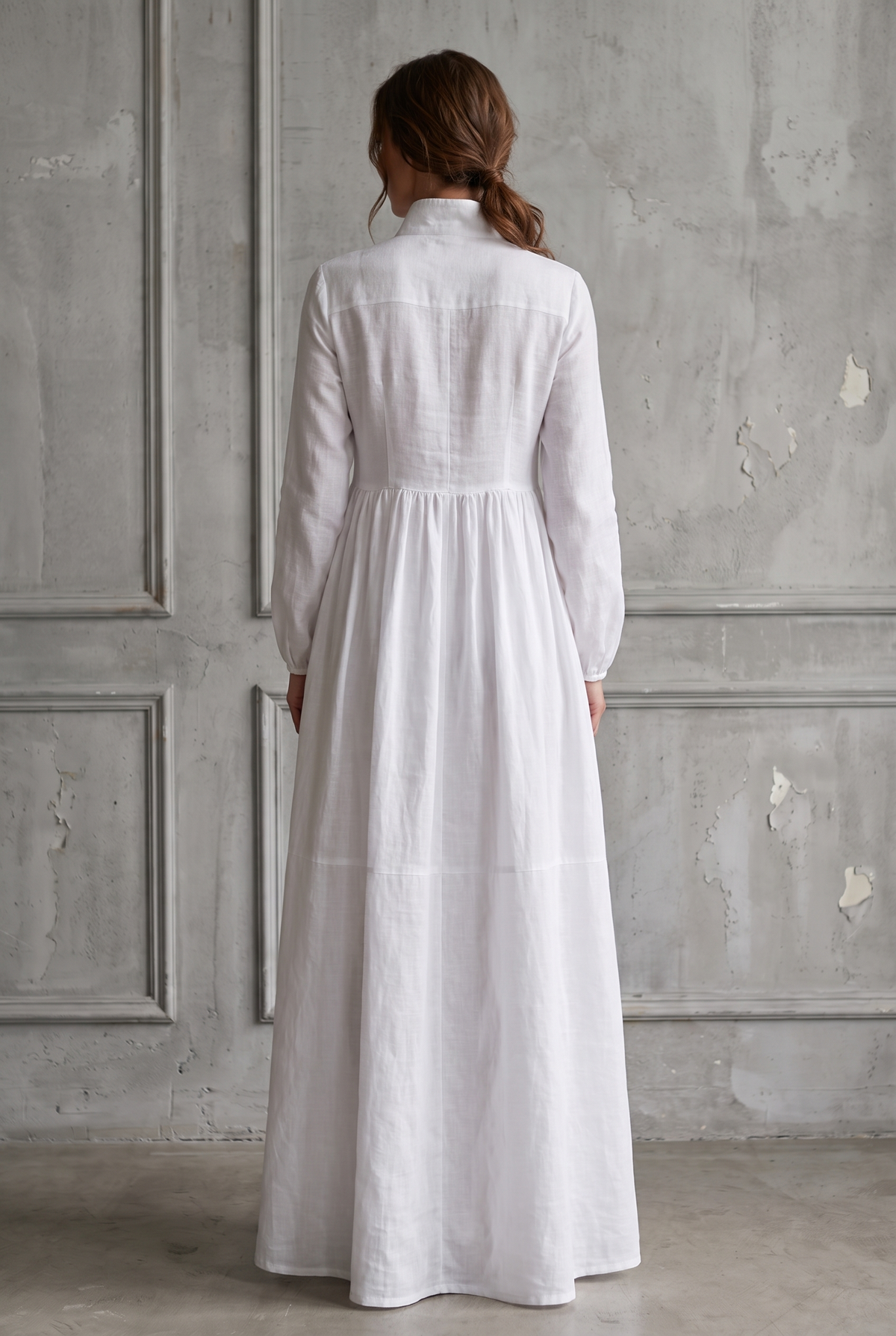Odile cotton linen maxi dress in white