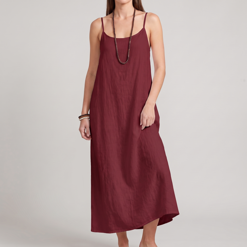 Alessia slip dress in wine, front view