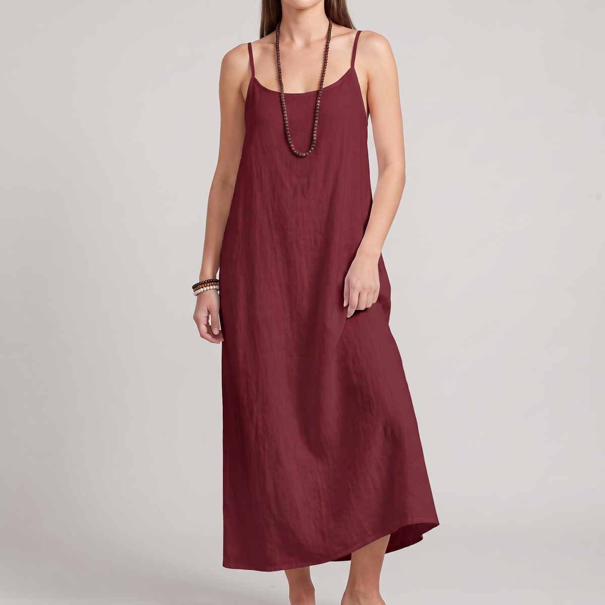 Alessia slip dress in wine, front view