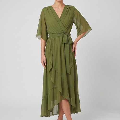 Anouk mini dress in olive, front view
