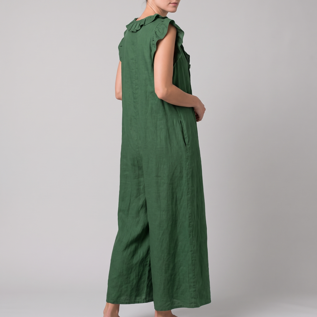 Camille midi dress in green, front view