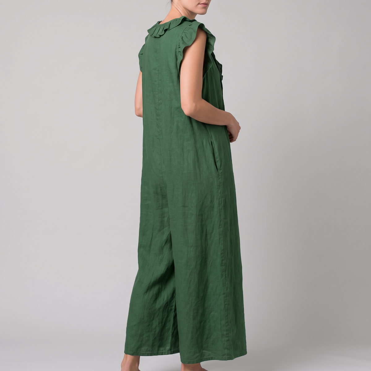 Camille midi dress in green, front view