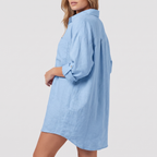 Beatrix shirt dress in blue, front view