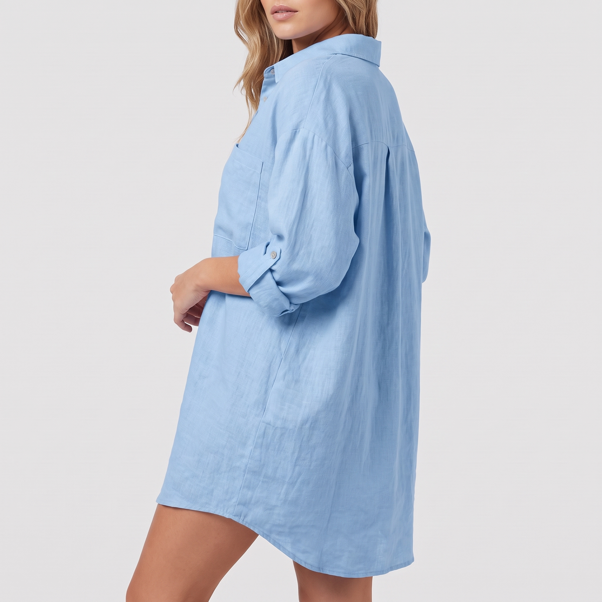 Beatrix shirt dress in blue, front view
