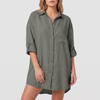 Beatrix shirt dress in apricot, front view