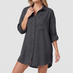 Beatrix shirt dress in black, front view