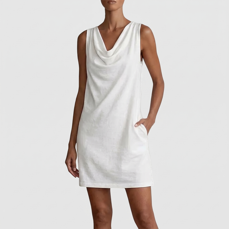 Dahlia mini dress in white, front view
