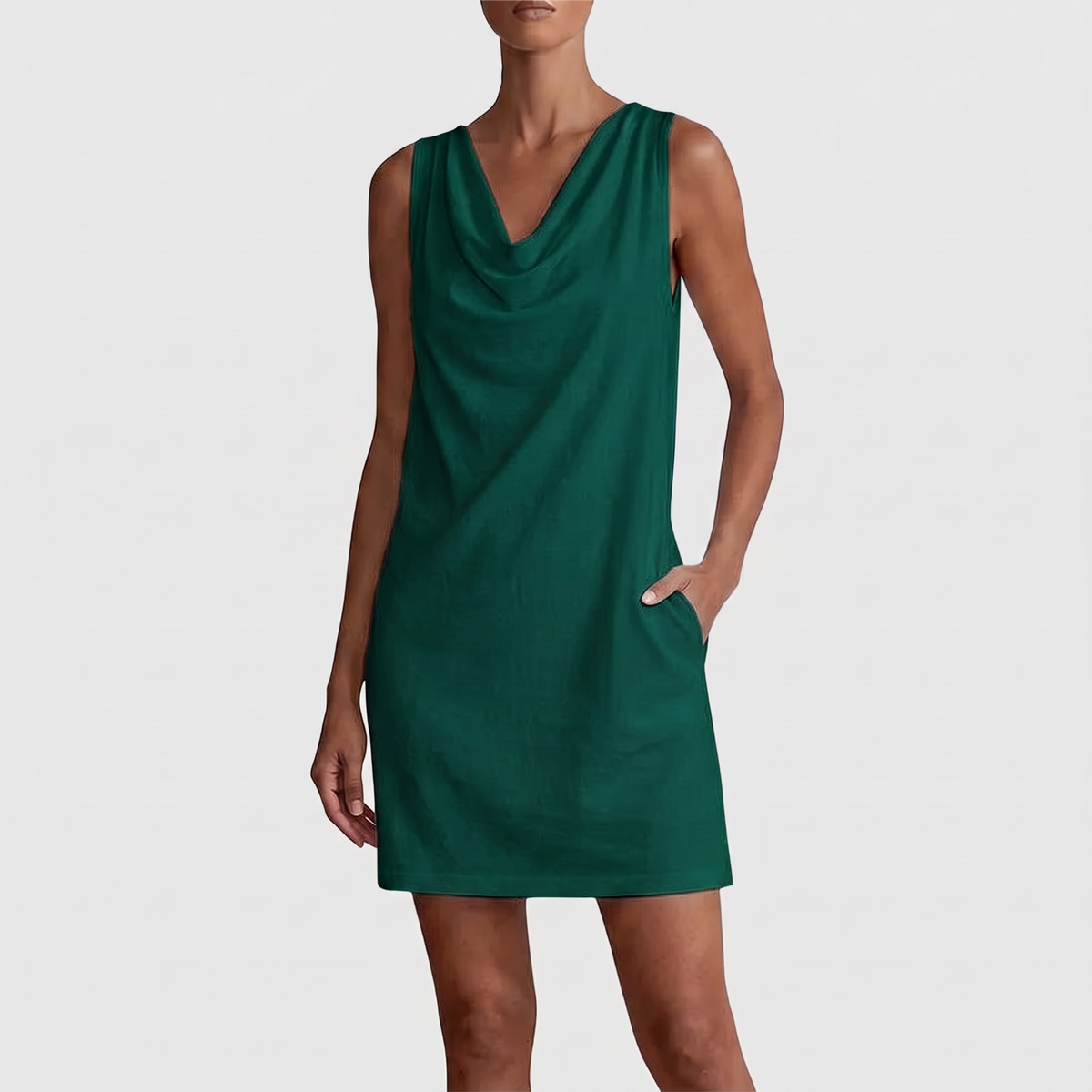 Dahlia mini dress in green, front view