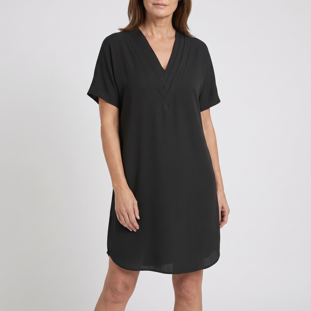 Elowen summer dress in black, front view