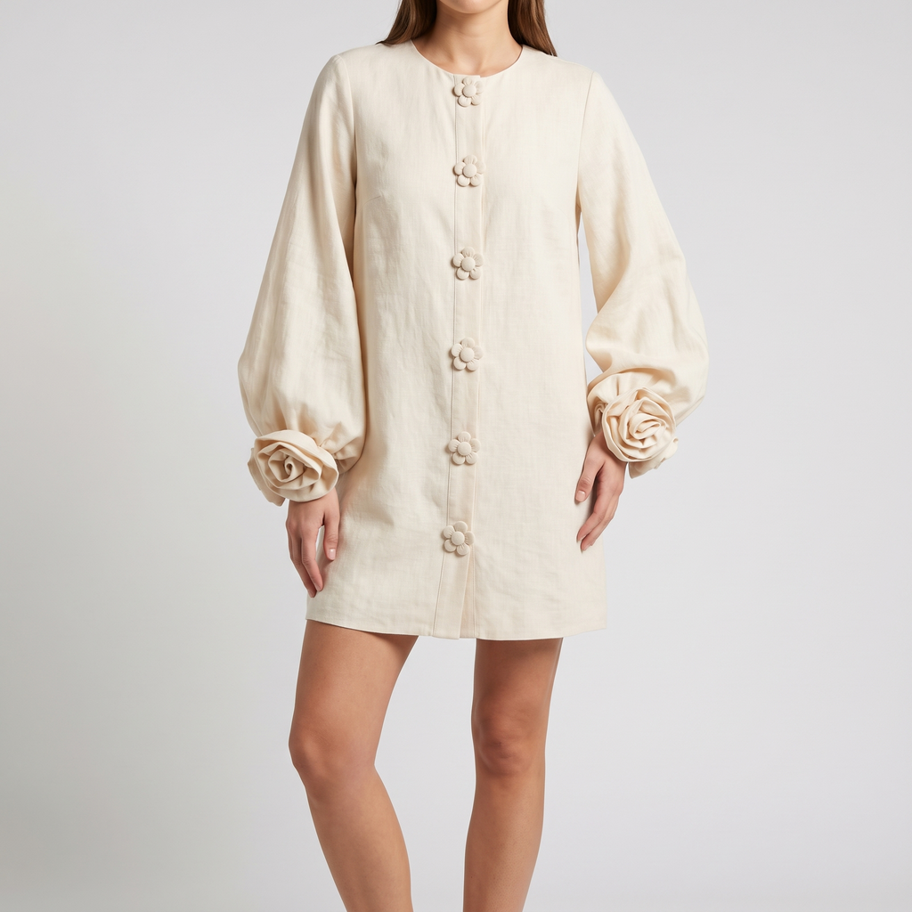 Delphine midi dress in ivory, front view