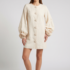 Delphine midi dress in ivory, front view