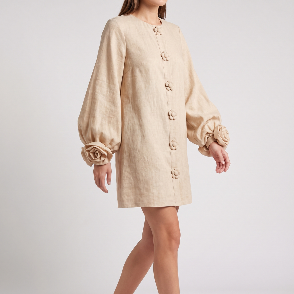 Delphine midi dress in apricot, front view
