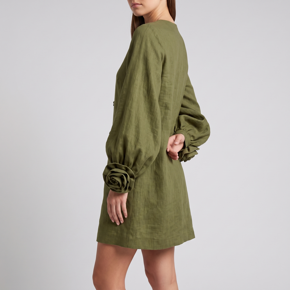 Delphine midi dress in green, front view