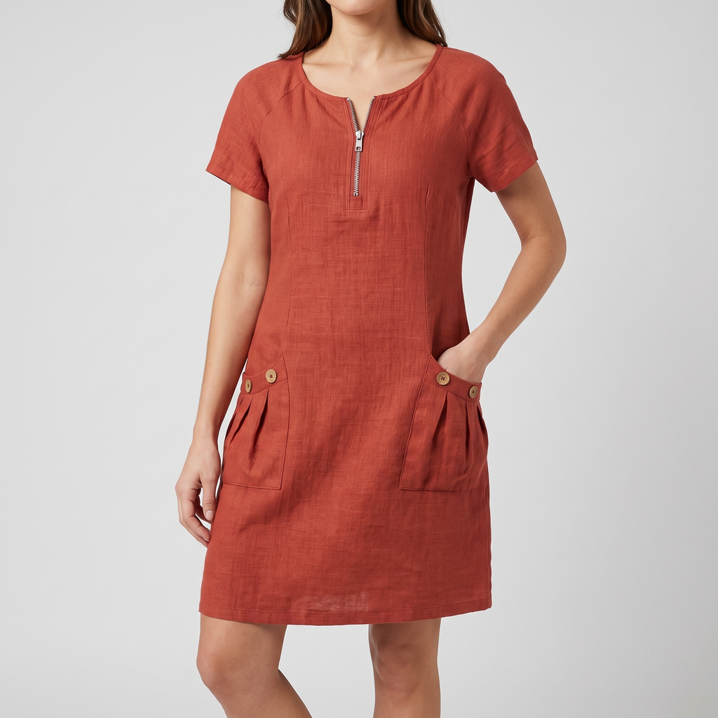 Emmeline midi dress in red, front view