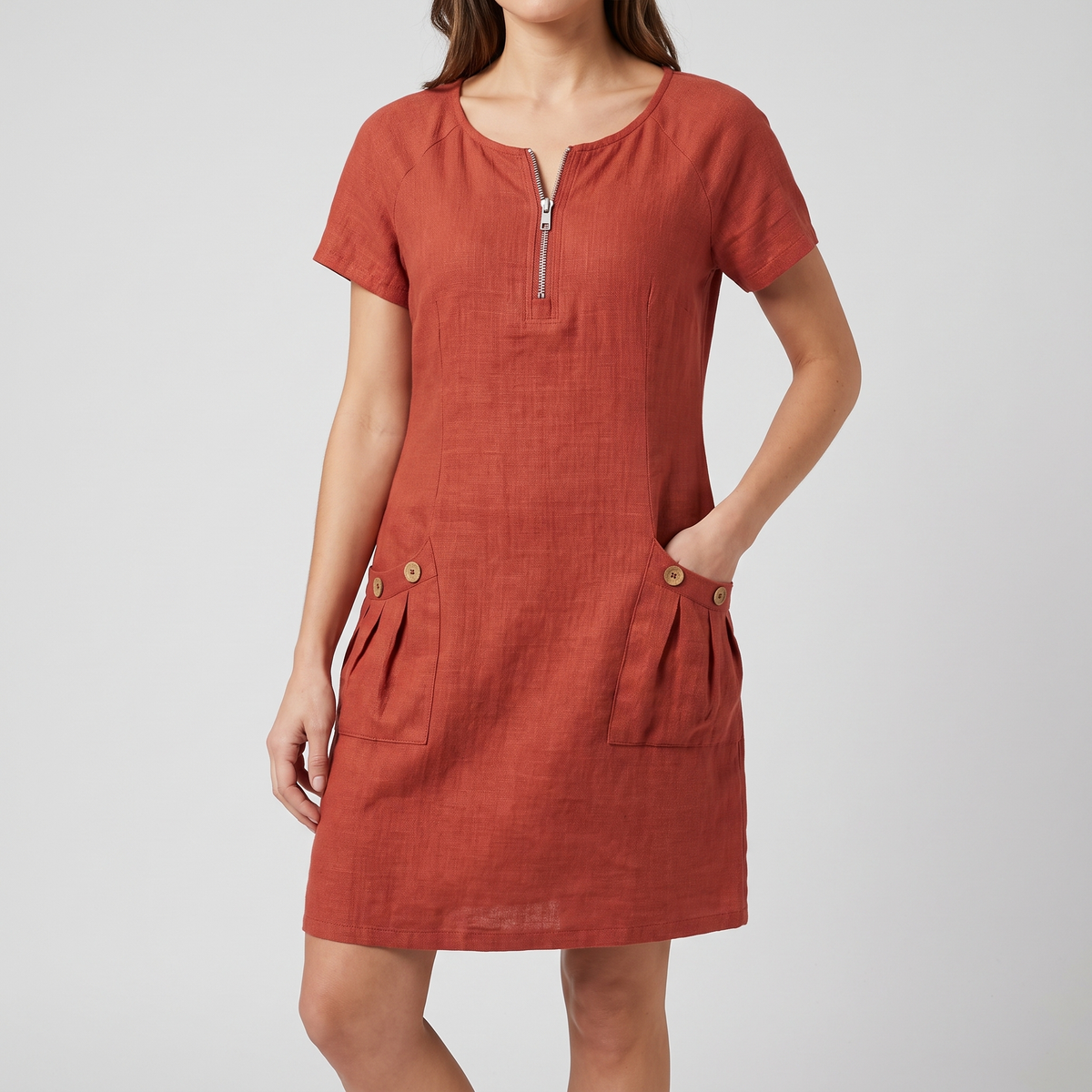 Emmeline midi dress in red, front view