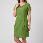 Emmeline midi dress in green, front view