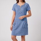 Emmeline midi dress in blue, front view