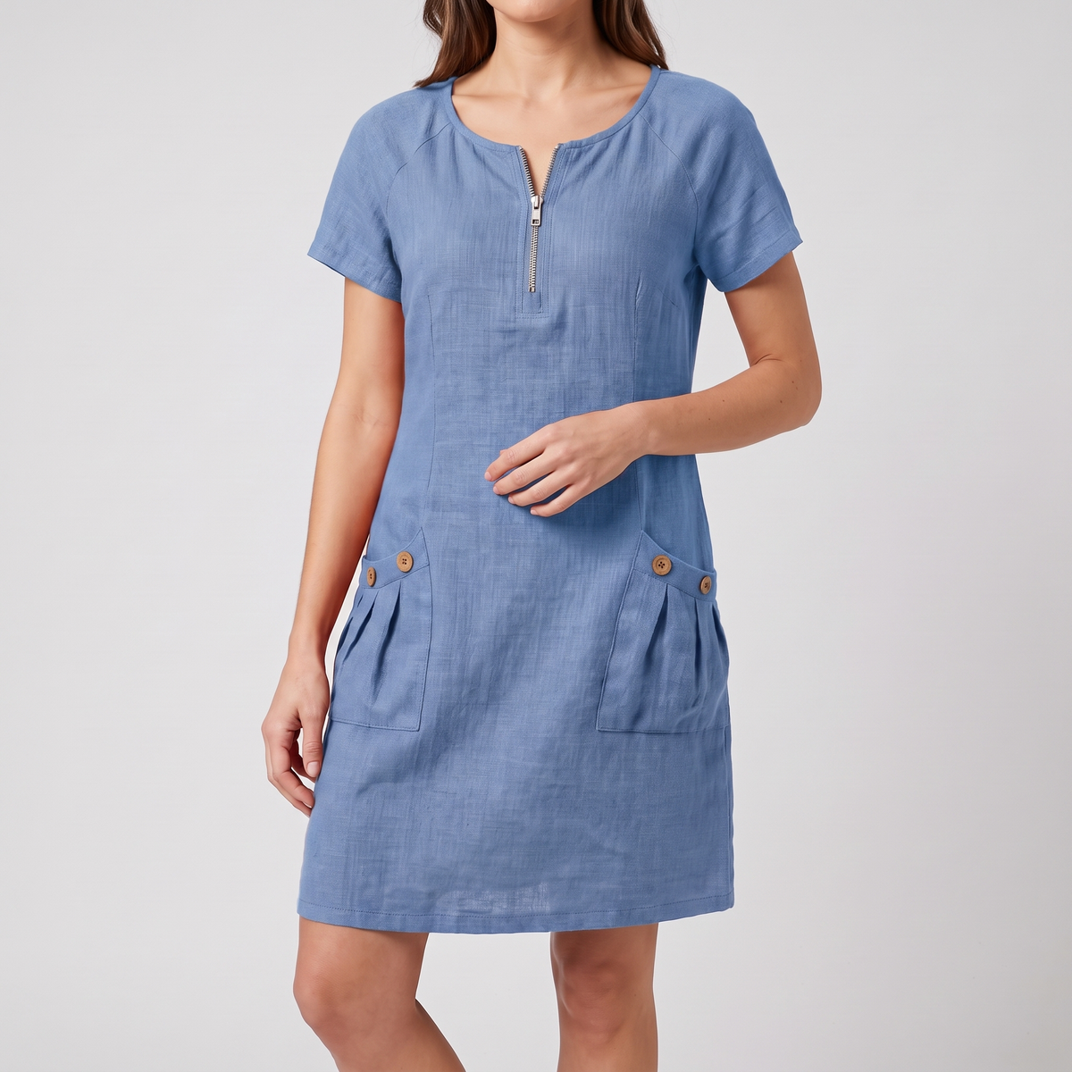 Emmeline midi dress in blue, front view