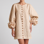 Fleur mini dress in beige, front view