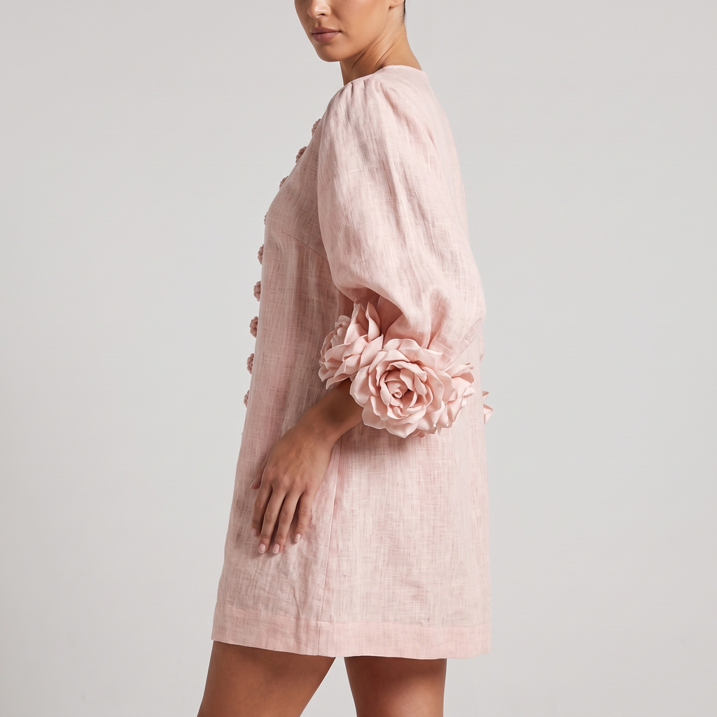 Fleur mini dress in pink, front view
