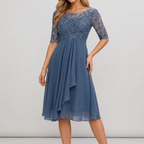 Giselle midi dress in blue, front view